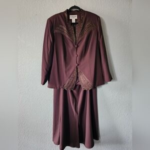 St Anthony Evening Polyester Skirt Suit Size 22W Burgundy 2PC